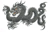 black Japan dragon without wings tattoo design idea