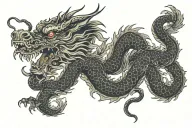 black Japan dragon without wings tattoo design idea