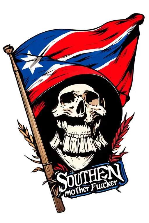 "Southern mother fucker" rebel flag waving tattoo design idea