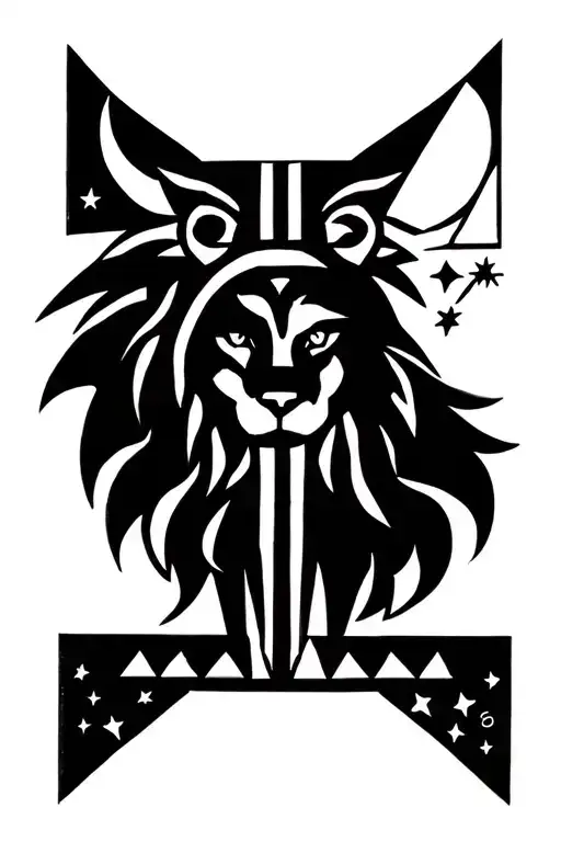 lion libra zodiac wolf moon stars 1984 bosnia tattoo design idea