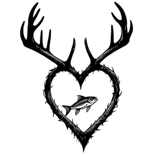 "Gone Bush Forever Free" "Gone Bush Forever Free" "Gone Bush Forever Free" "Gone Bush Forever Free" deer antlers making a heart with a fish jumping tattoo design idea