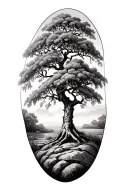 Acacia tree growing tattoo design idea