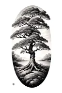 Acacia tree growing tattoo design idea