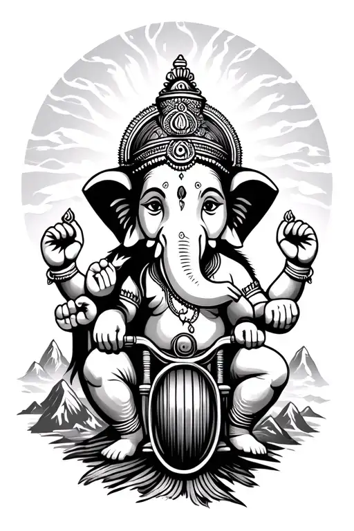 ganpati bike mountain love tattoo design idea