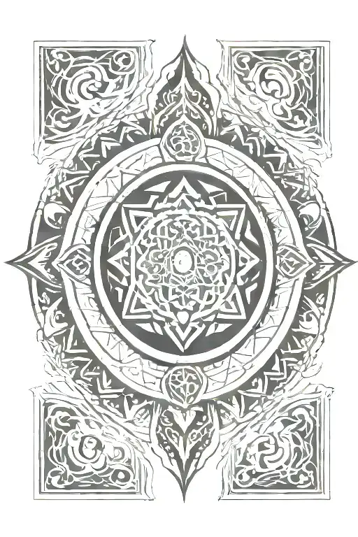 Incorporate Powhatan, Muskogee, and Anunwiyah tribal symbols into a chakra design, with esoteric imagery reflecting the client's Universal Esoteric Minister occupation tattoo design idea