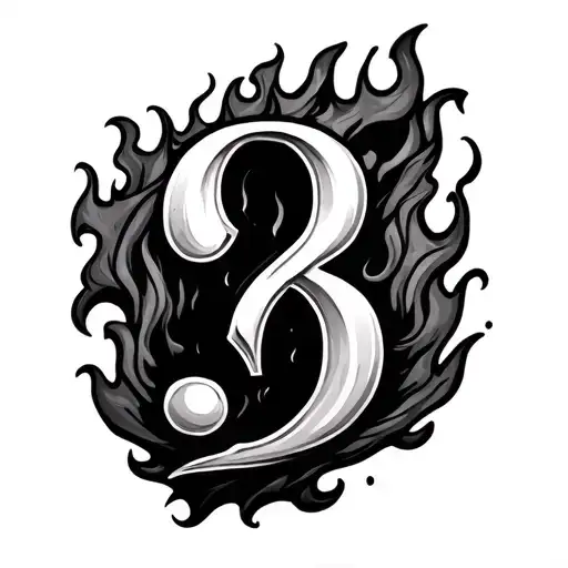 fire and question mark tattoo design idea