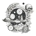 flat earth tattoo design idea