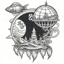 flat earth tattoo design idea