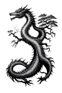Libra Dragon tree tattoo design idea