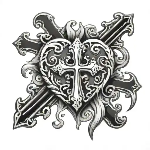 chrome heart cross tattoo tattoo design idea