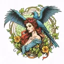 Morrigan entwined with vines tattoo design idea