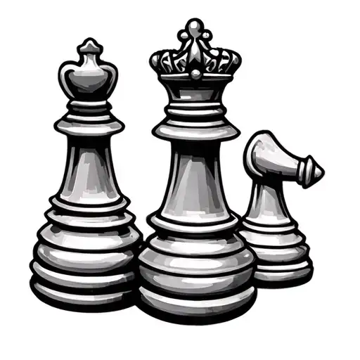 king and queen chess piece tattoo design idea