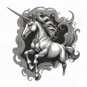 unicorn farting a rainbow and starts. gothic  tattoo design idea