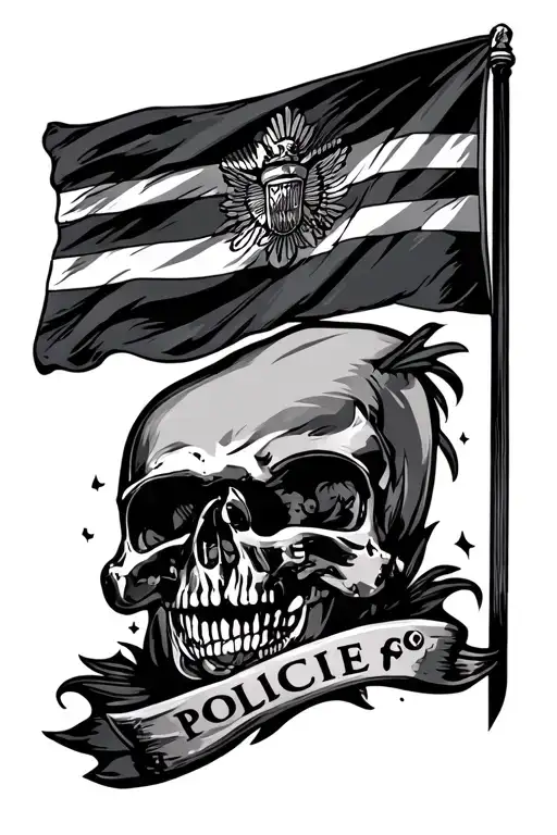 Police Flag embedded inside tattoo design idea