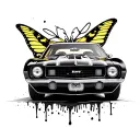 small 1969 camaro with butter fly tattoo design idea