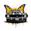 small 1969 camaro with butter fly tattoo design idea