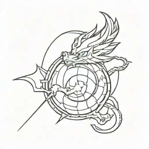 A minimalist tatto design with the four star dragon ball, also want to include shenron and look like sauskes curse mark tattoo design idea