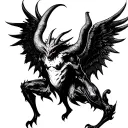 demon with wings tattoo design idea