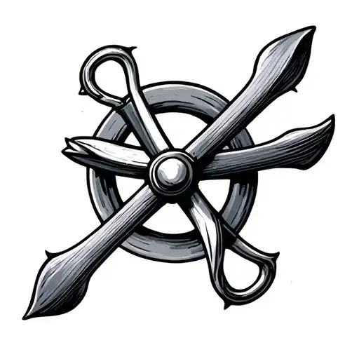Boat anchor and propeller tattoo design idea