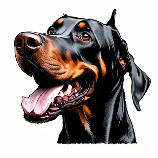 Doberman barking dog tattoo design idea