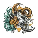 Capricorn, Sagittarius, and virgo zodiac sign tattoo design idea