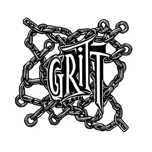 chains going thru and around the word GRIT tattoo design idea