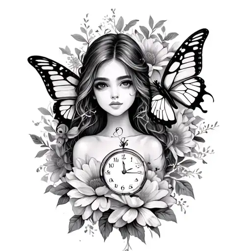 My girl has promise as well under her inner elbow with a butterfly beside it she want a timclock butterfly flowers and r tattoo design idea