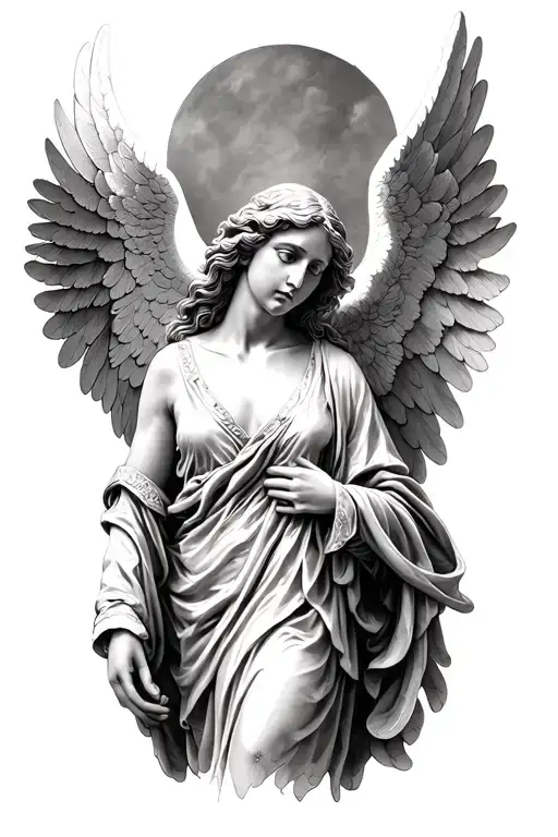 Seraphim realistic angel tattoo design idea