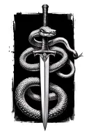 snake wrapped around a dagger tattoo design idea