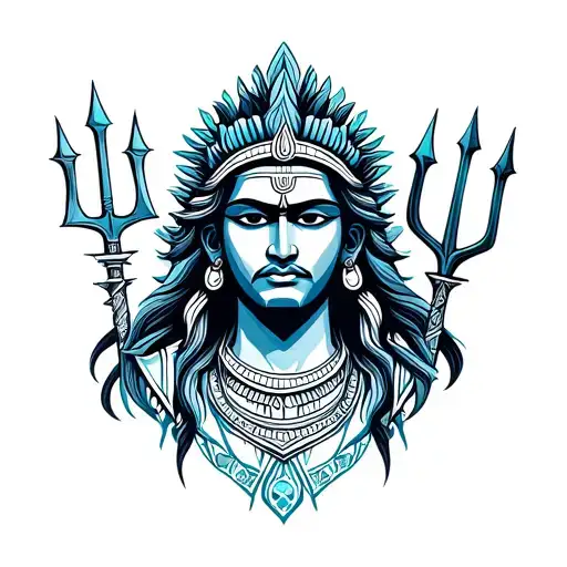 shiva bust and trident.  tattoo design idea