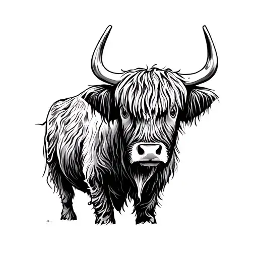 highland cow  tattoo design idea