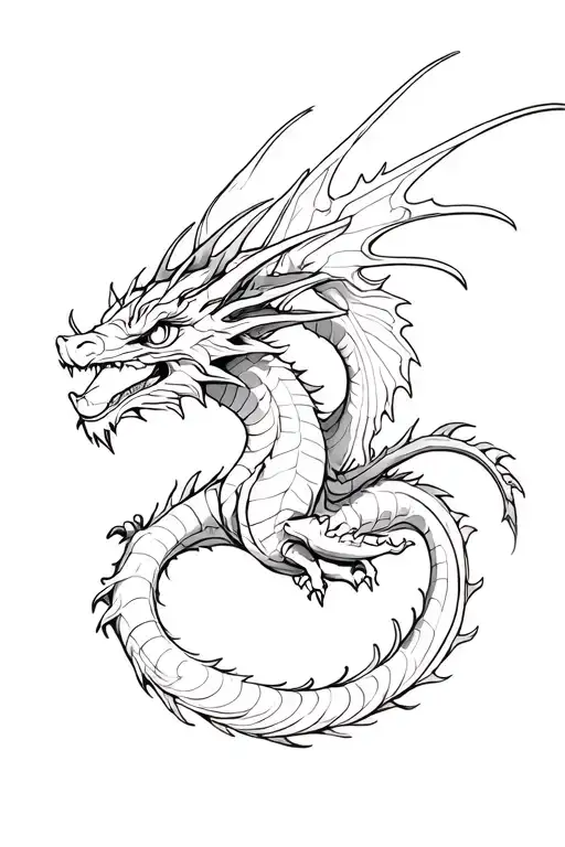 dainty dragon flying tattoo design idea