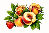 peaches, roses and strawberries tattoo design idea