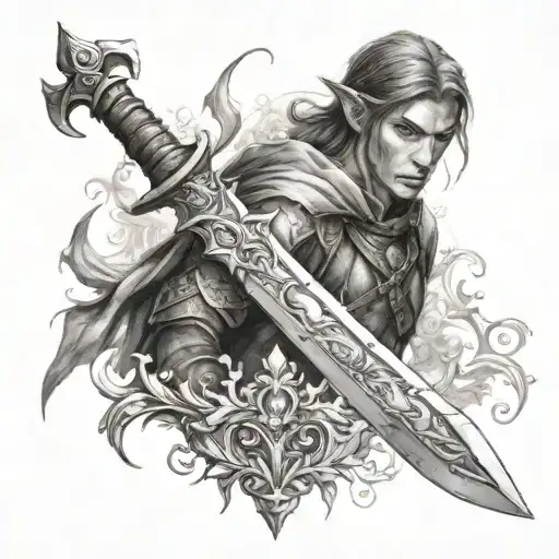 elven knife of strider tattoo design idea