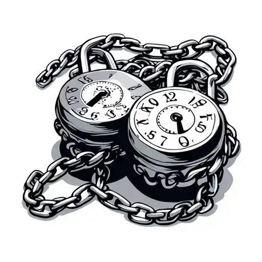 two combination locks with a chain  tattoo design idea