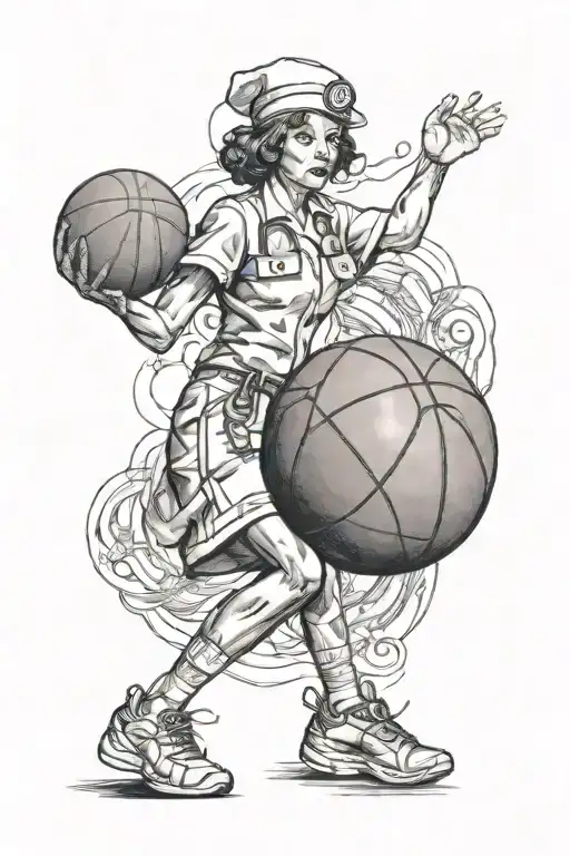 nurse, zodiac sign of cancer and basketball lover tattoo design idea