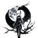 Nier Automata 2B with moon tattoo design idea