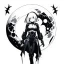 Nier Automata 2B with moon tattoo design idea
