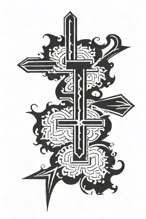 a small tatoo featuring a cross or a tribal something minimalistic tattoo design idea