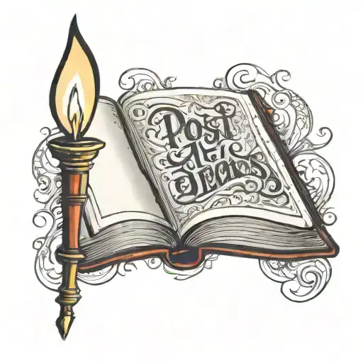 an open Bible with a torch above it and the words post tenebras lux below it tattoo design idea