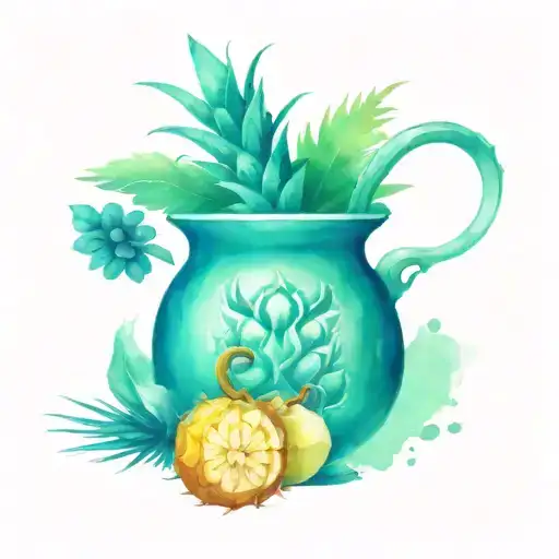 witch cauldron pineapple cherries coconut tattoo design idea