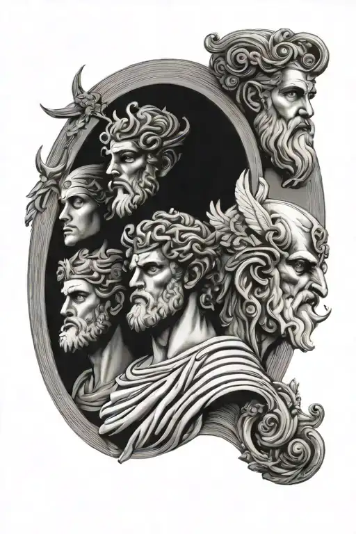 3 greek gay gods all tattoo design idea