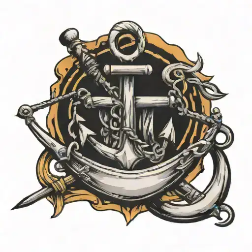 drummer ship anchor intertwined hearts tattoo design idea