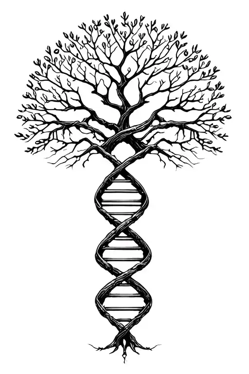 tree of life with human DNA double helix intertwined, make it simple  tattoo design idea
