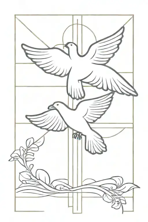 cross tatto with dove flying tattoo design idea