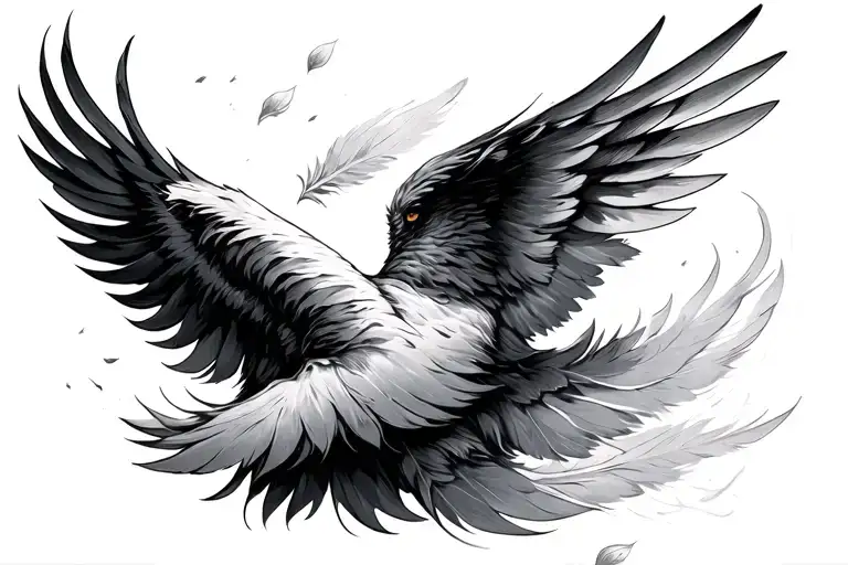 Icarus falling feathers falling  tattoo design idea