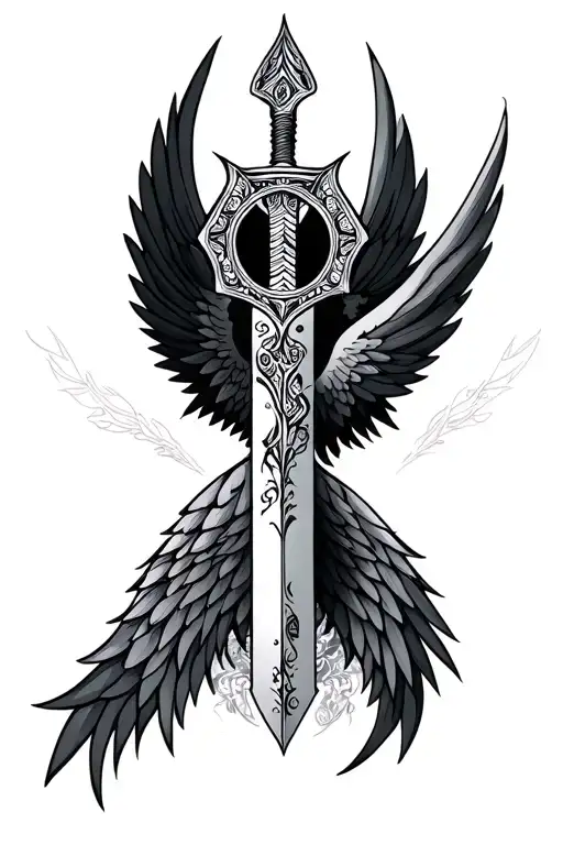 dagger, wings, mandala design incorporating tattoo design idea