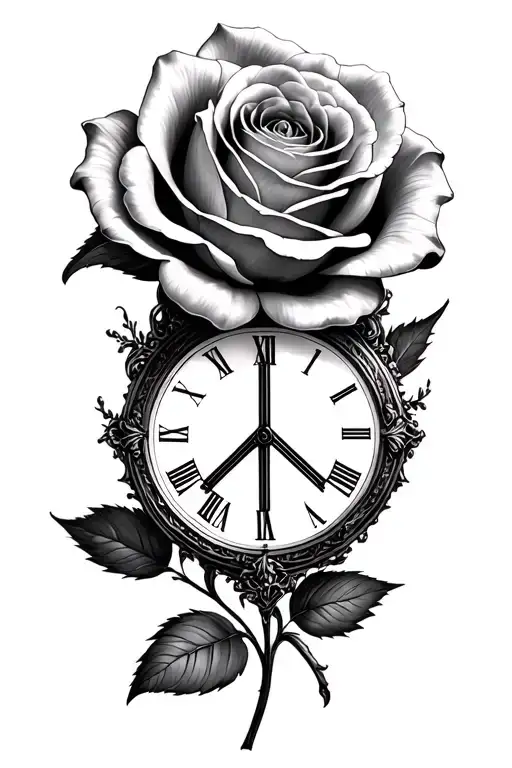 rosses, lily, time piece, peace tattoo design idea