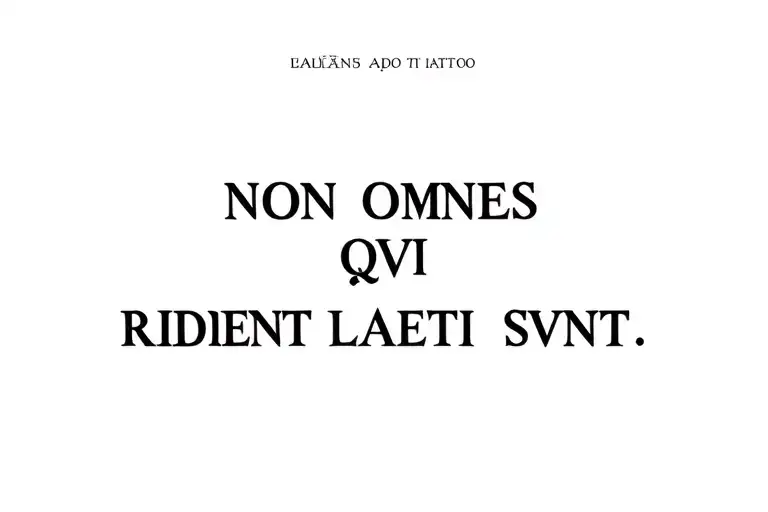 Text only. The Latin phrase: NON OMNES QVI RIDENT LAETI SVNT tattoo design idea