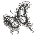 hope 3d butterfly sitting tattoo design idea